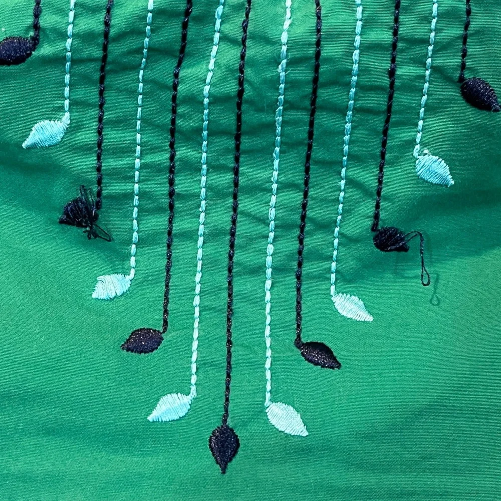 Anthropologie Vanessa Virginia size 8 Green Strapless Embroidered Peplum Top - Picture 9 of 12